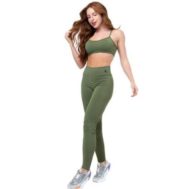 Imagem de Conjunto Fitness Top Alça e Calça Legging Cós Alto Feminino Liso Básic