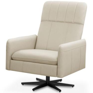 Imagem de Poltrona Decorativa Giratória Retrátil Reclinável Lutor L06 Couro Off 