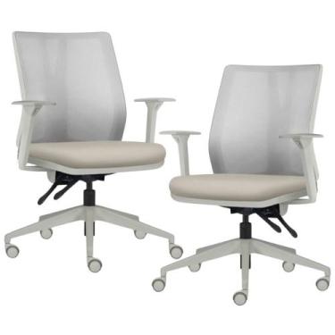 Imagem de Kit 2 Cadeiras de Escritório Giratória Diretor Flow F02 Base Cinza Sin