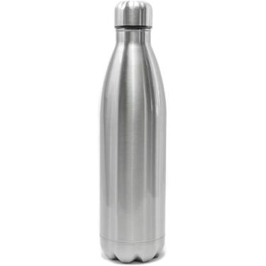Imagem de Garrafa Térmica de Inox Parede Dupla Prata 500ml Para Escola Academia Trabalho Faculdade Viagem Passeio Garrafinha Água Chá Café Suco