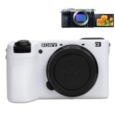 Imagem de Pocoukate Capa para câmera Sony Alpha 6700, capa protetora de silicone macio com protetor de tela A6700, acessórios para câmera Sony Alpha 6700, capa de silicone - branca