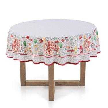 Imagem de Toalha de Mesa Redonda 160XR 100% Algodão Karsten - Pizzaria - Pizzaria