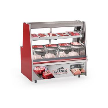 Imagem de Balcão De Frios E Avícola Grta150 Gelopar Expositor De Carnes Vermelho 1,5mt 220v