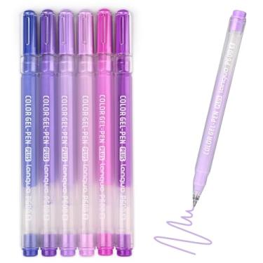 Imagem de Temiary Canetas de gel acrílico de 6 cores, marcador de caneta colorida para papel preto, pintura de 0,1 mm para colorir livros de arte para adultos, desenho, material de volta às aulas (série roxa)
