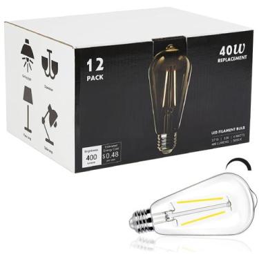 Imagem de Lâmpada LED WinSaled Dimmable Edison 4W 5000K 400lm E26, pacote com 12