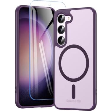 Imagem de Capa para Samsung Galaxy S23 com 200% mais forte magnética, capa para celular S23 com protetor de tela, proteção de nível militar antiamarelamento, capa fina para Galaxy S23 5g capa antiarranhões à