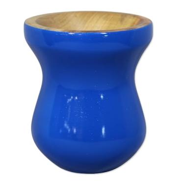 Imagem de Cuia Madeira Nobre Imbuia Chimarrão Perolizada Azul