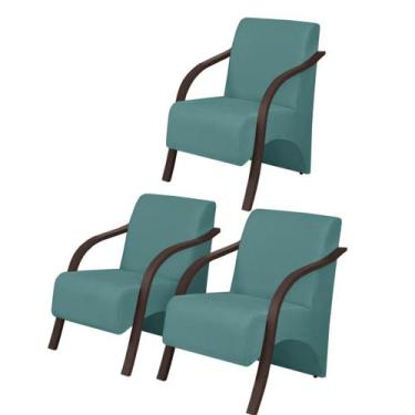 Imagem de Kit3 Poltronas Decorativas Vênus 1 Lugar Braço Pé Madeira D Salla Sued