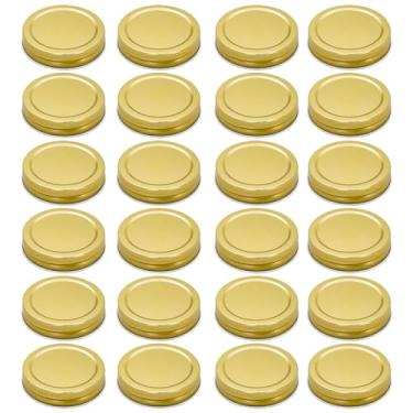 Imagem de 10 tampas de pote de vidro douradas, tampas de placa de boca regular de 70 mm/2,76" à prova de vazamento para potes de conserva material de folha de flandres premium excelente vedação (10)