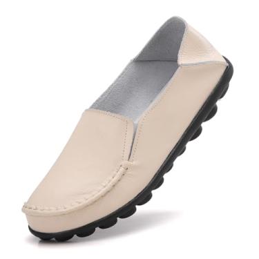 Imagem de ANYUETE Mocassins Femininos Confortáveis Para Caminhada, Trabalho, Calçados Casuais Dirigir, Sair À Noite, Escritório, Compras, Em Pé, Liquidação, Bege, Tamanho 10