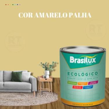 Imagem de Esmalte Sintético Brasilux Base Água Ecologico Cor Amarelo 800ML Brilh