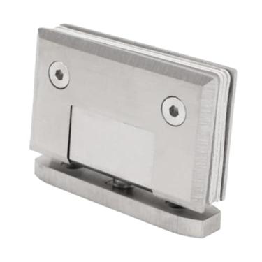 Imagem de Generic Dobradiça para porta de chuveiro de vidro, braçadeira para gabinete superior e inferior, porta de vidro para chuveiro com posicionamento de 90 graus, Hipotenusa Escovada