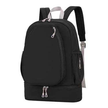 Imagem de predolo Bolsa de Tênis com Compartimento para Sapatos, Mochila para Laptop, Mochila Esportiva, Bolso Lateral para Treino, Remos, Pickleball, Acampamento, Preto