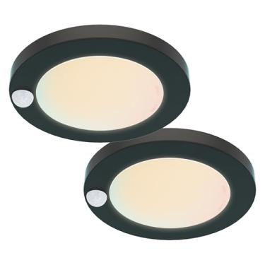 Imagem de ZAGO Luz LED 15.2 cm 120 Volts para armário com fio, sensor de movimento PIR para closet, lavanderia, garagem, despensa, local molhado, ETL, branco... (5CCT-Preto-2 pacotes)