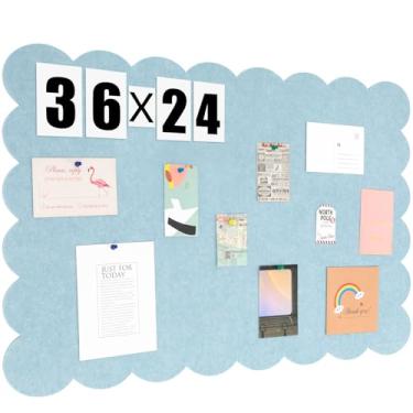 Imagem de Mooliwe Quadro de avisos de feltro recortado, 91 x 61 cm, quadro de cortiça de pino azul dobrável alternativo para parede, 9,5 cm x 5 cm com três dobras para visão de imagem autoadesivo decorativo