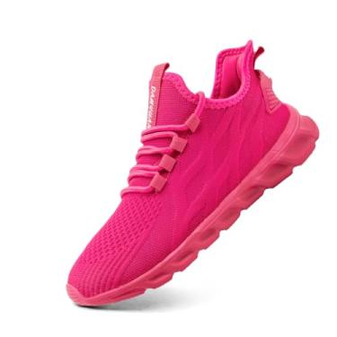 Imagem de EGMPDA Tênis de caminhada feminino, sem cadarço, tênis de corrida, casual, moderno, leve, para trabalho, viagem, academia, esportes, Vermelho pêssego, 35