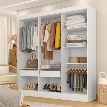 Imagem de Closet 1,80m Ambar Com 2 Gavetas E Cabideiro Em Alumínio Branco - M.a