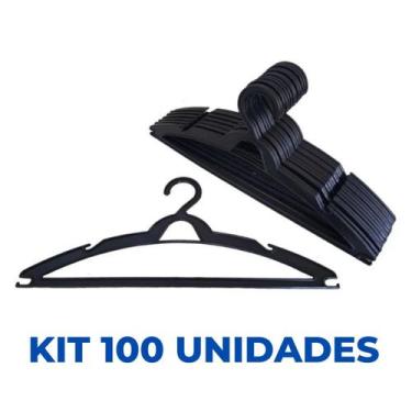 Imagem de Cabides Adulto Kit 100 Unidades Preto com Alça - LojaItu