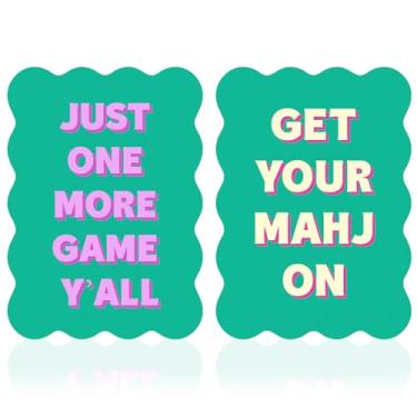 Imagem de Soulchen 2 Pcs Mahjong Tile Mixer Shufflers for Mixing and Shuffling Tiles Plastic Mahjong Accessories Gifts for Lovers Games Decorative Wavy Edge & Printed Design (Green Style)