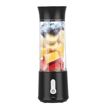 Imagem de Liquidificador portátil com carregamento USB, máquina de smoothie de tamanho pessoal, copo de vidro de 500 ml, lâminas de aço inoxidável 304 (preto)