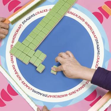 Imagem de Mahjong Tapete de mesa com redução de ruído, tamanho grande, com fundo antiderrapante para jogos de cartas de pôquer, jogos de tabuleiro, 80 x 80 cm (rosa, azul) (rosa)
