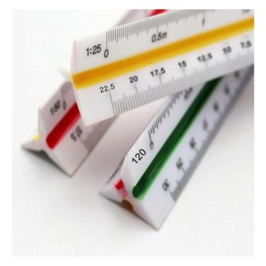 Imagem de Escalimetro Régua Triangular Plástico 30Cm Escalas N 1