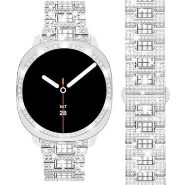 Imagem de SUPOIX Pulseira com capa compatível apenas com Samsung Galaxy Watch 8 de 40 mm, 20 mm feminina de 20 mm e capa protetora de policarbonato para Galaxy Watch 8 de 40 mm (prata/40 mm)