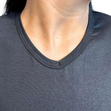 Imagem de Blusa Camiseta Feminina Baby Look Básica Gola V - Fardas Uniformes,  P