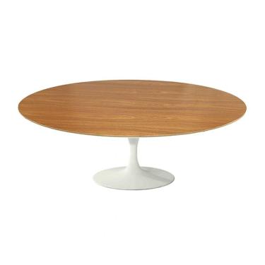Imagem de Mesa Saarinen Oval Centro Freijó 135x90cm - Base Branca
