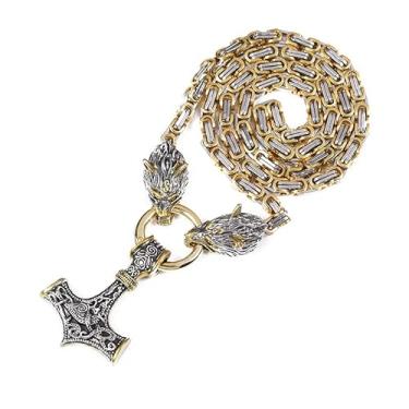 Imagem de FKOJMH Colar com pingente Thor Mjolnir de aço inoxidável, 28 Inches, Aço inoxidável, Sem Pedra Preciosa