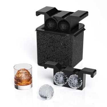 Imagem de Bangp Molde transparente para fazer bolas de gelo, máquina de cubos de gelo cristalinos, 4 cubos de gelo transparentes de 6 cm distintos para coquetéis e bebidas, formas divertidas, presentes de