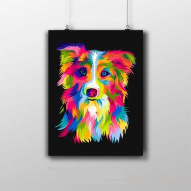 Imagem de Placa Decorativa Cachorro Colorido Artwork 20X30Cm