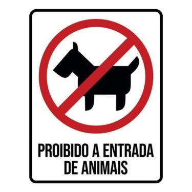 Imagem de Kit 10 Placas Proibido Entrada Animais Ícone 36X46