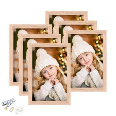 Imagem de Porta-retratos ATOBART em madeira de carvalho 10x15 cm com vidro, conj