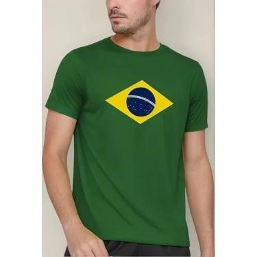 Imagem de Camiseta Camisa Algodão Adulto Feminina Masculina do Brasil Bandeira -