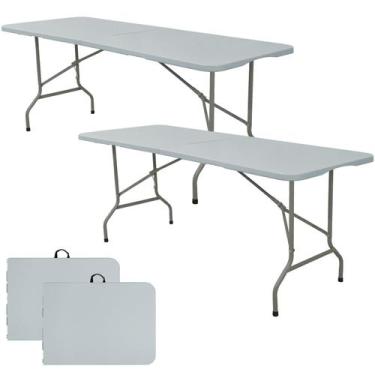 Imagem de Conjunto de mesa dobrável HAISIWLKJ 6 pés de acampamento leve (x2)