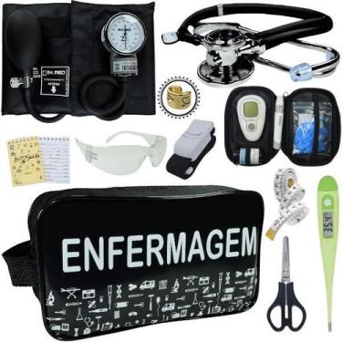 Imagem de Kit Enfermagem Aparelho de Pressão Estetoscópio Medidor Glicose Pa Med