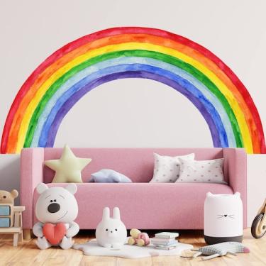 Imagem de Adesivo de parede clothmile Watercolor Rainbow 180x86cm Vinil