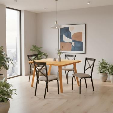 Imagem de Mesa de Jantar Millena 80x80 em Madeira Maciça Estilo Contemporâneo Imbuia