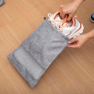 Imagem de Bolsa de armazenamento de sapatos de linho de algodão com janela de PVC – Bolsa organizadora de sapatos de viagem, disponível em tamanhos grandes e médios para sapatos masculinos e femininos
