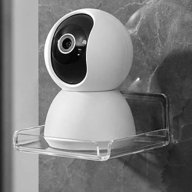 Imagem de Pacote com 2 suportes de parede de acrílico - suporte magnético para câmera de segurança e alto-falante, suporte universal ajustável de parede para dispositivos pequenos, design com economia de espaço