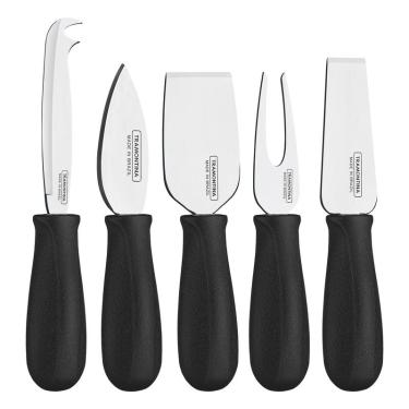 Imagem de Jogo Para Queijo Inox 5 Peças Harmoniza Preto Tramontina