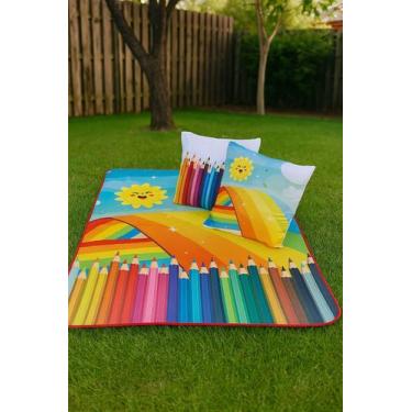 Imagem de Kit Infantil Decorativo Tapete 1,00X1,35 E 2 Almofadas  Praticidade e 