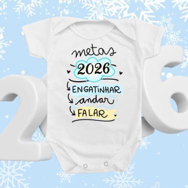 Imagem de Body de Bebê Roupinha Reveillon Novo Ano Presente Temático Metas 2026 