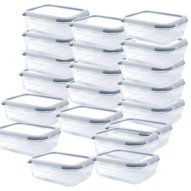 Imagem de Kit 20 recepiente hermético vidro 640ml tampa vedação pote organizador