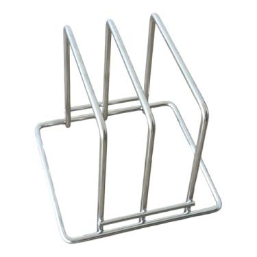 Imagem de IEUDNS Organizador de utensílios e tábua de corte em aço inoxidável com dois compartimentos, 16 x 15,5 x 14 cm