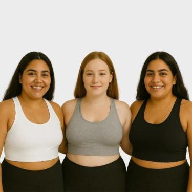 Imagem de Kit 3 Top Plus Size Cropeed Nadador Suplex Poliester G1 G2 G3 G4 G5 - 