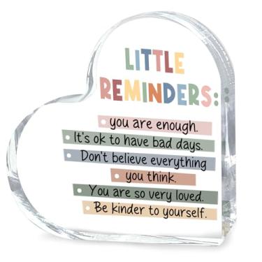 Imagem de Placa de mesa inspiradora presentes motivacionais presentes de apreciação de funcionários pequenos lembretes você é suficiente placa de acrílico decorativa de mesa transparente com suporte de madeira