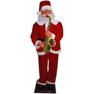 Imagem de Enfeite Decoração De Natal Papai Noel Musical Que Toca Saxofone E Dança Grande