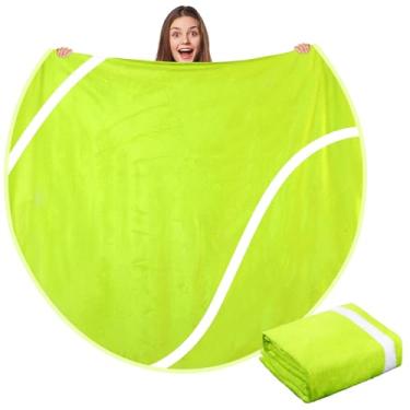 Imagem de Hahafelt Cobertor esportivo redondo de 152 cm para adolescentes e adultos, flanela macia, beisebol, softball, tênis, futebol, voleibol, presente para fãs de esportes, aniversário, Natal (tênis)